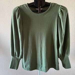 LC Lauren Conrad Top Balloon Sleeve Olive Green Soft Pullover Women’s Size M